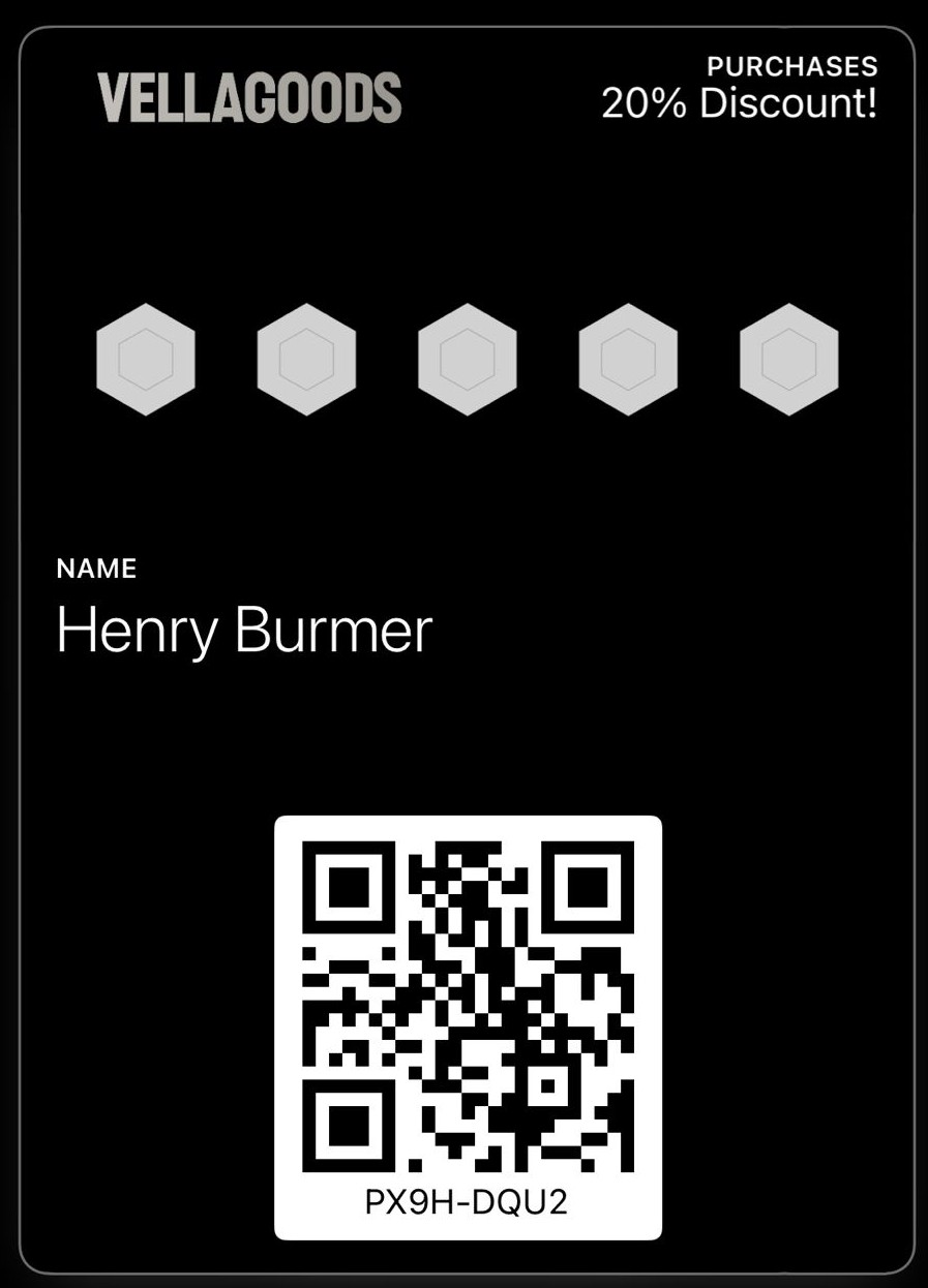 Volle Stempelkarte im Apple Wallet mit eingelöster Prämie