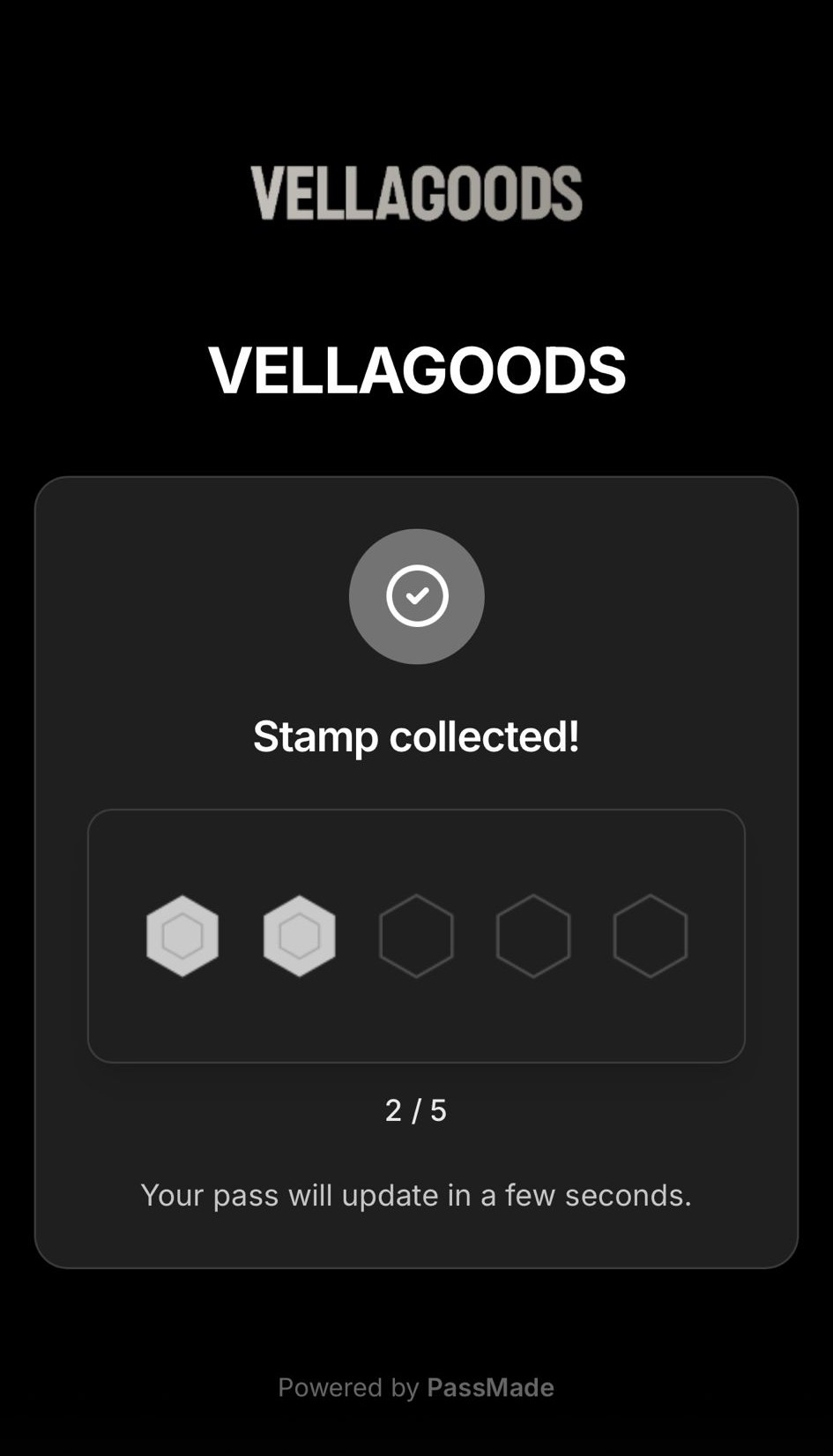 Gesammelter Stempel auf der digitalen Treuekarte im Apple Wallet